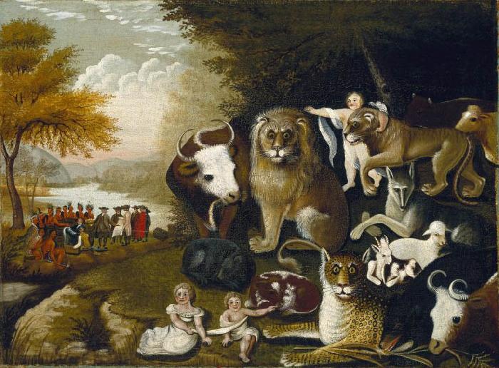 Edward Hicks The Peaceable Kingdom Norge oil painting art